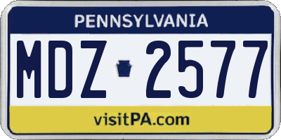 PA license plate MDZ2577