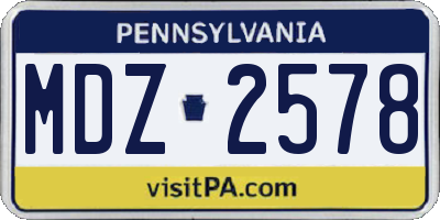 PA license plate MDZ2578