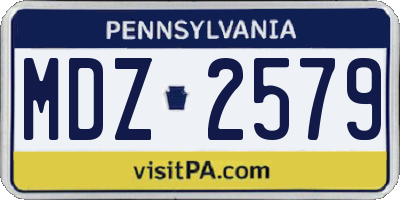 PA license plate MDZ2579
