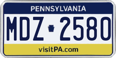 PA license plate MDZ2580