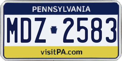 PA license plate MDZ2583