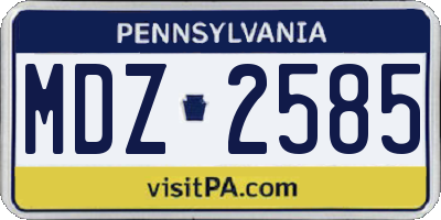 PA license plate MDZ2585