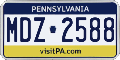 PA license plate MDZ2588