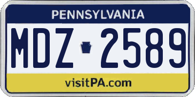 PA license plate MDZ2589
