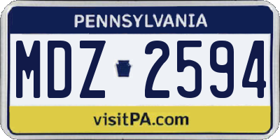 PA license plate MDZ2594
