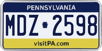 PA license plate MDZ2598