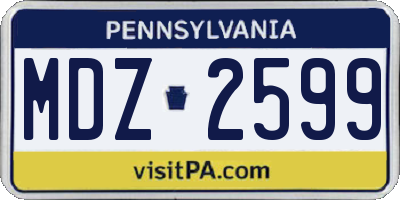 PA license plate MDZ2599