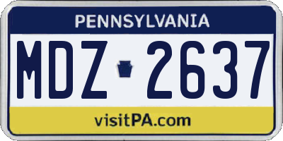 PA license plate MDZ2637