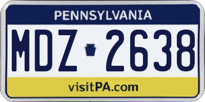 PA license plate MDZ2638