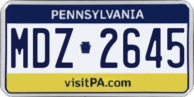 PA license plate MDZ2645