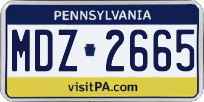 PA license plate MDZ2665