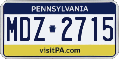 PA license plate MDZ2715