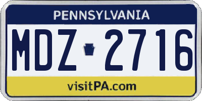 PA license plate MDZ2716