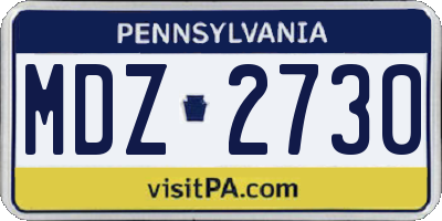 PA license plate MDZ2730