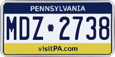 PA license plate MDZ2738