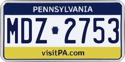 PA license plate MDZ2753