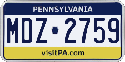 PA license plate MDZ2759