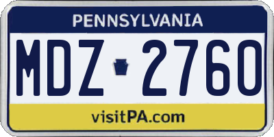 PA license plate MDZ2760