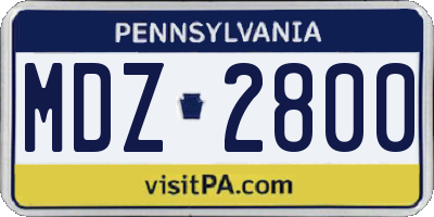 PA license plate MDZ2800