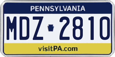 PA license plate MDZ2810