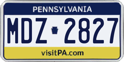 PA license plate MDZ2827
