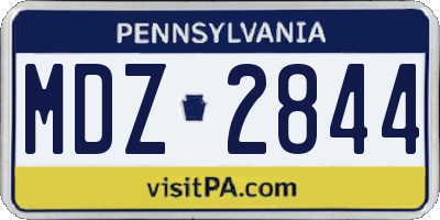 PA license plate MDZ2844