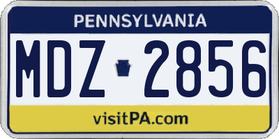 PA license plate MDZ2856