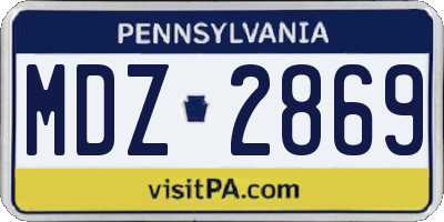 PA license plate MDZ2869
