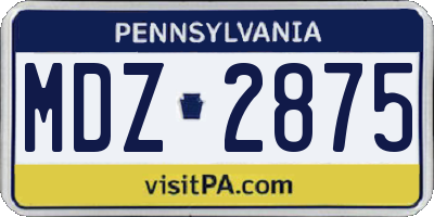 PA license plate MDZ2875