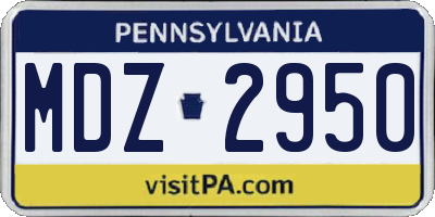 PA license plate MDZ2950