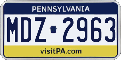 PA license plate MDZ2963