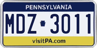 PA license plate MDZ3011