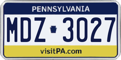 PA license plate MDZ3027