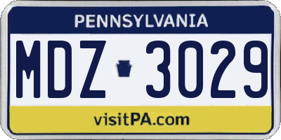 PA license plate MDZ3029