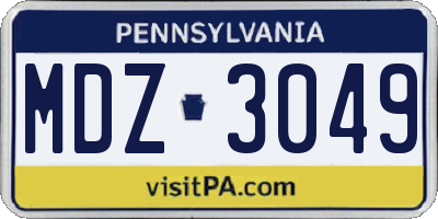 PA license plate MDZ3049