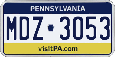 PA license plate MDZ3053