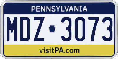 PA license plate MDZ3073