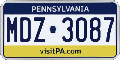 PA license plate MDZ3087
