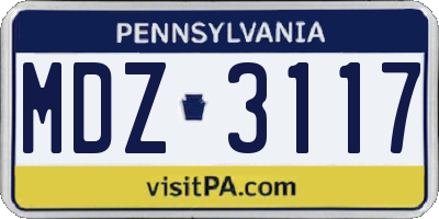 PA license plate MDZ3117