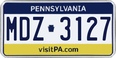PA license plate MDZ3127