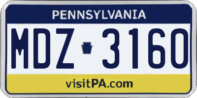 PA license plate MDZ3160