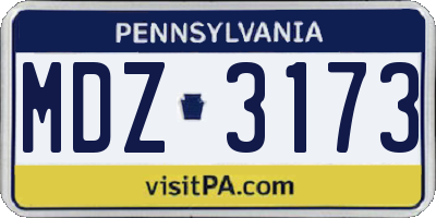PA license plate MDZ3173