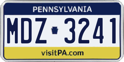PA license plate MDZ3241
