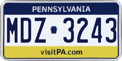 PA license plate MDZ3243