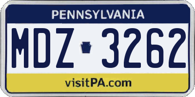 PA license plate MDZ3262