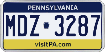 PA license plate MDZ3287