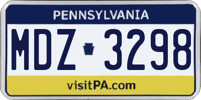 PA license plate MDZ3298