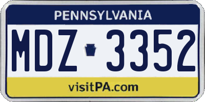 PA license plate MDZ3352
