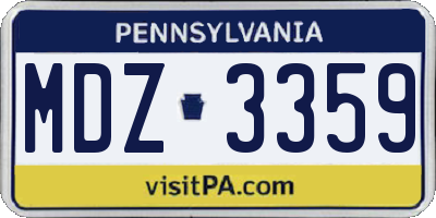 PA license plate MDZ3359