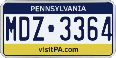 PA license plate MDZ3364
